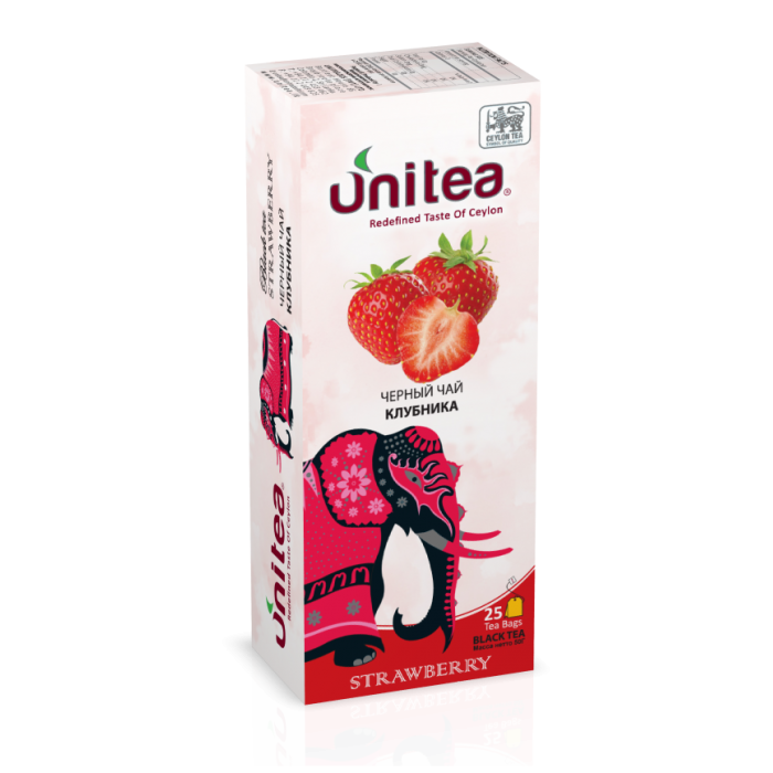 Unitea Черный чай КЛУБНИКА 25пак